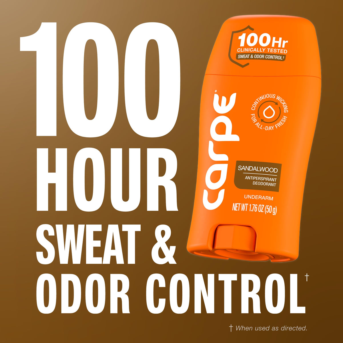 Carpe 100-Hour Deodorant Antiperspirant for Men, Clean Sport - 2 Pack