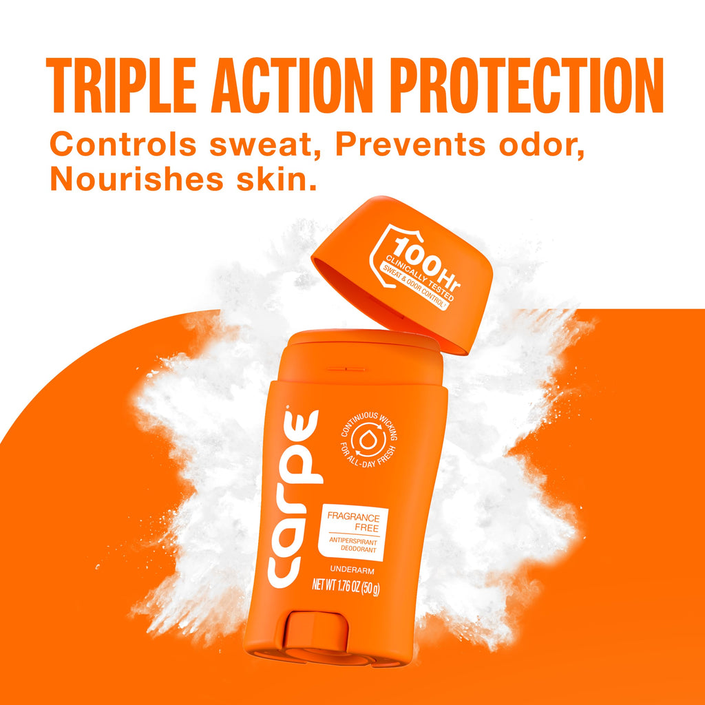Carpe 100-Hour Deodorant Antiperspirant for Men, Clean Sport - 2 Pack