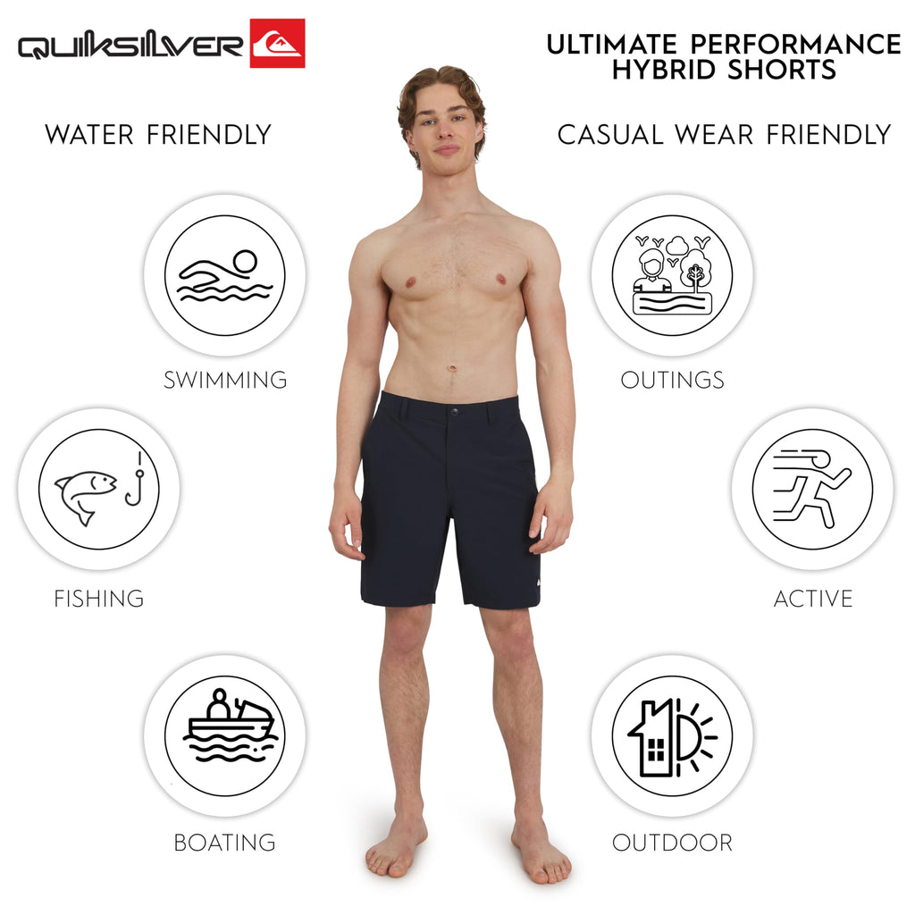 Quiksilver Men's Regular Fit Fixed Waist Water Friendly Active Hybrid Shorts