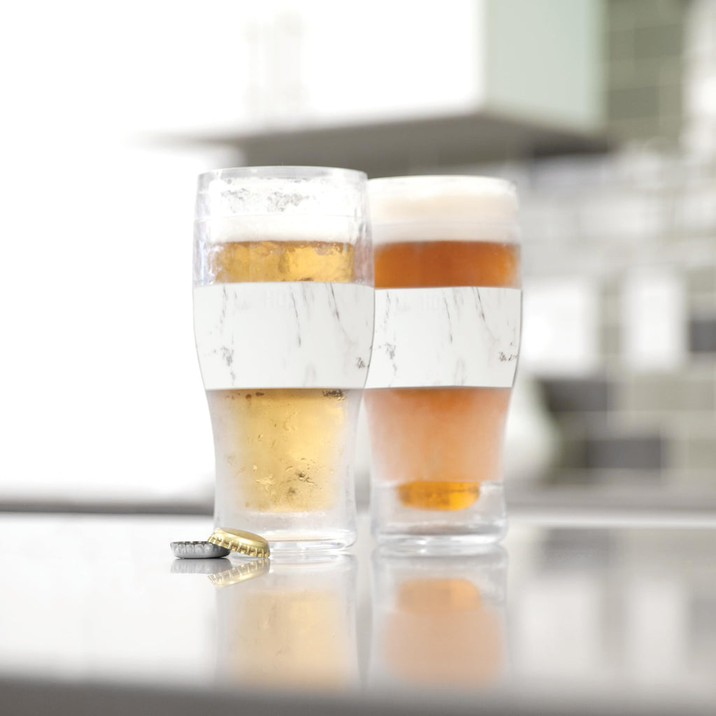 Host Freeze Beer Glasses, Freezable Beer Gifts for Men, Double Wall Insulated Pint Set, Tumbler for Cold Drinks, 16, Set of 2, Gray