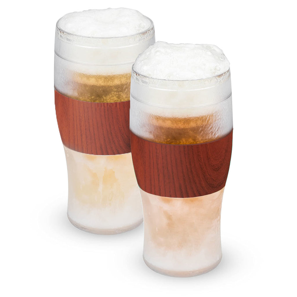 Host Freeze Beer Glasses, Freezable Beer Gifts for Men, Double Wall Insulated Pint Set, Tumbler for Cold Drinks, 16, Set of 2, Gray
