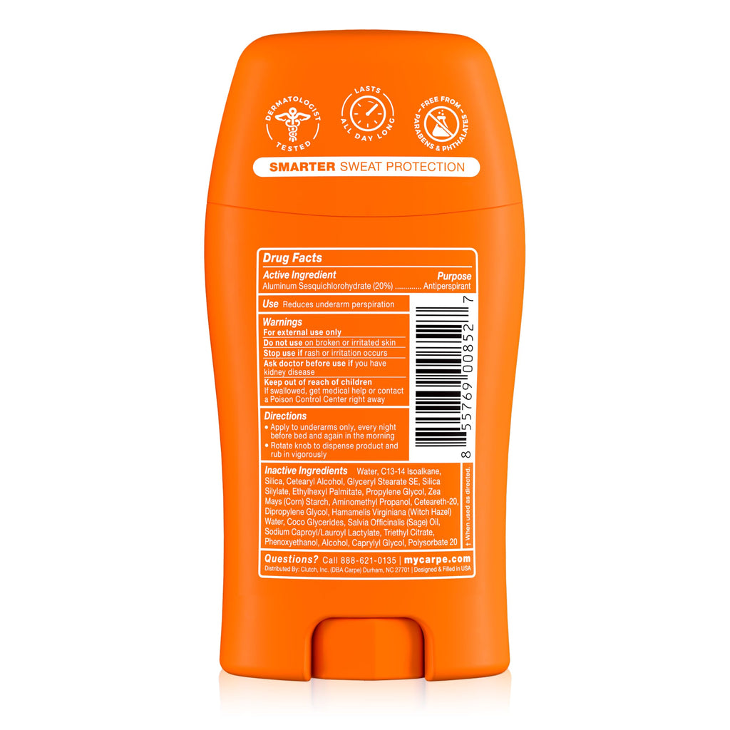 Carpe 100-Hour Deodorant Antiperspirant for Men, Clean Sport - 2 Pack