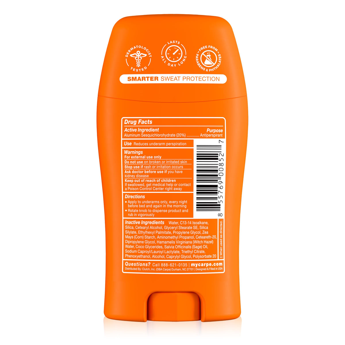 Carpe 100-Hour Deodorant Antiperspirant for Men, Clean Sport - 2 Pack