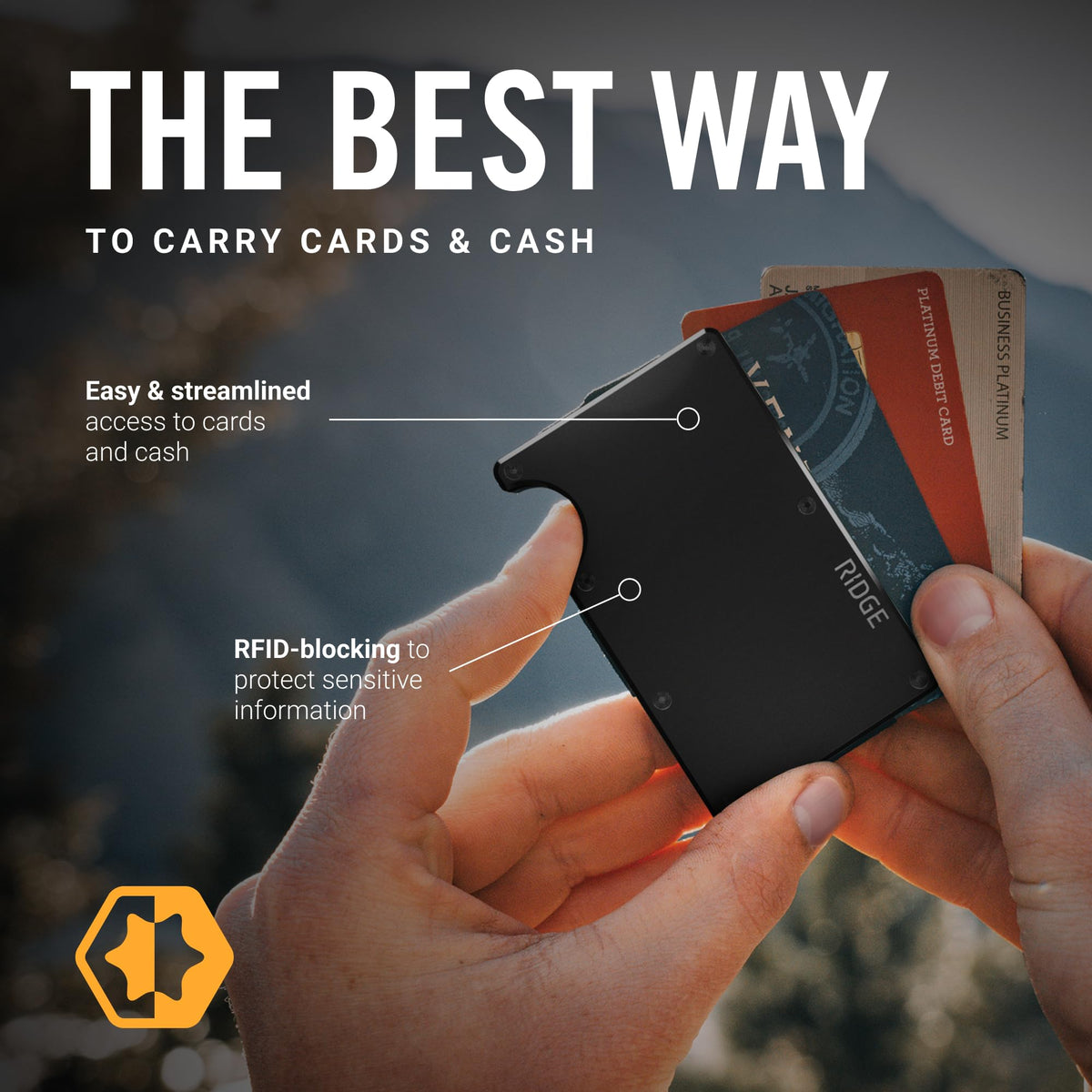 The Ridge Wallet for Men - Slim Minimalist Compact Wallet and Card Holder, RFID Protected Front Pocket Wallets for Men with Integrated Money Clip (Matte Olive Titanium)