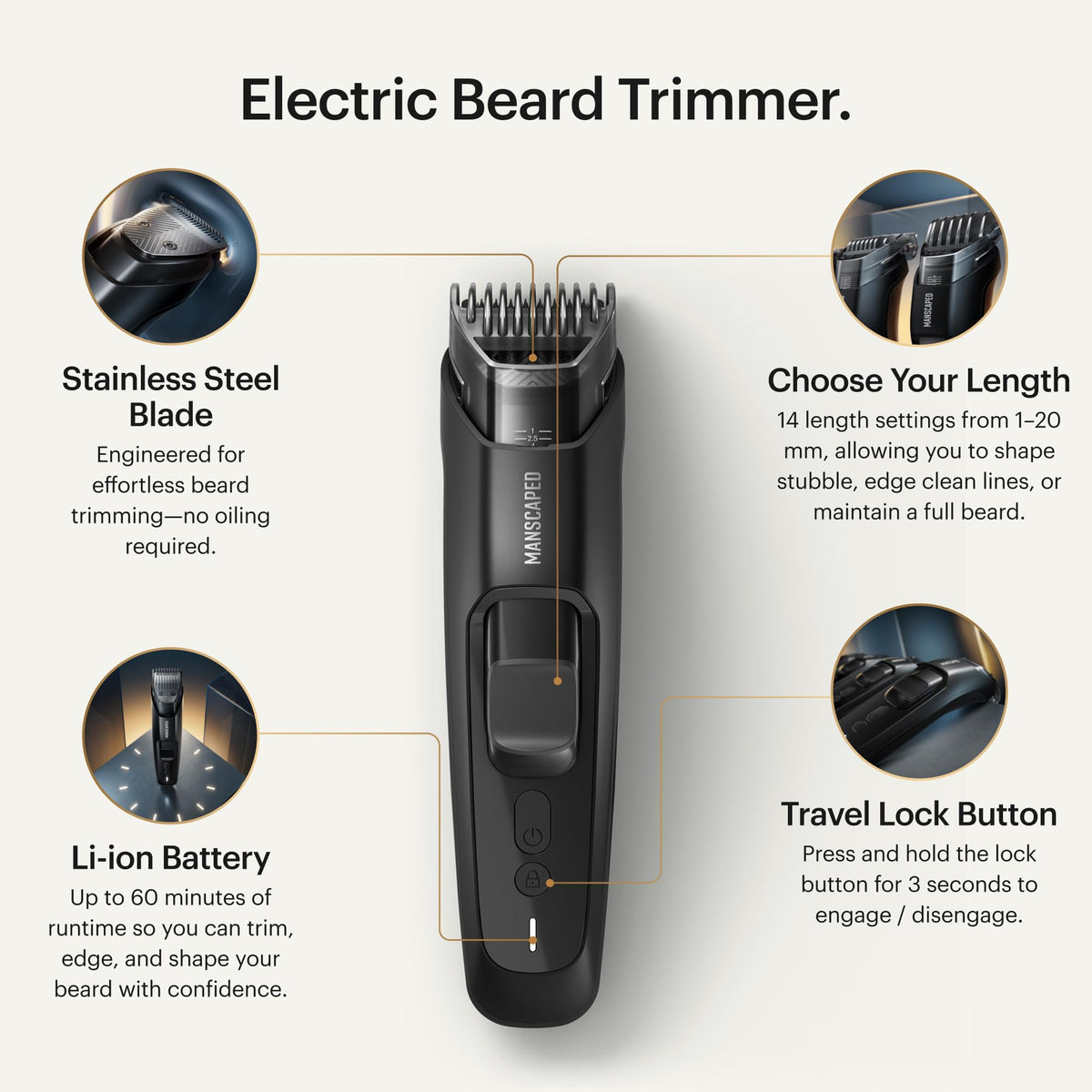 MANSCAPED® The Beard Hedger® Men's Premium Beard Trimmer