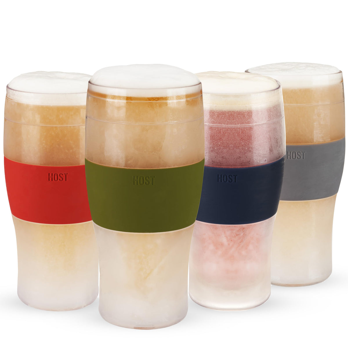 Host Freeze Beer Glasses, Freezable Beer Gifts for Men, Double Wall Insulated Pint Set, Tumbler for Cold Drinks, 16, Set of 2, Gray