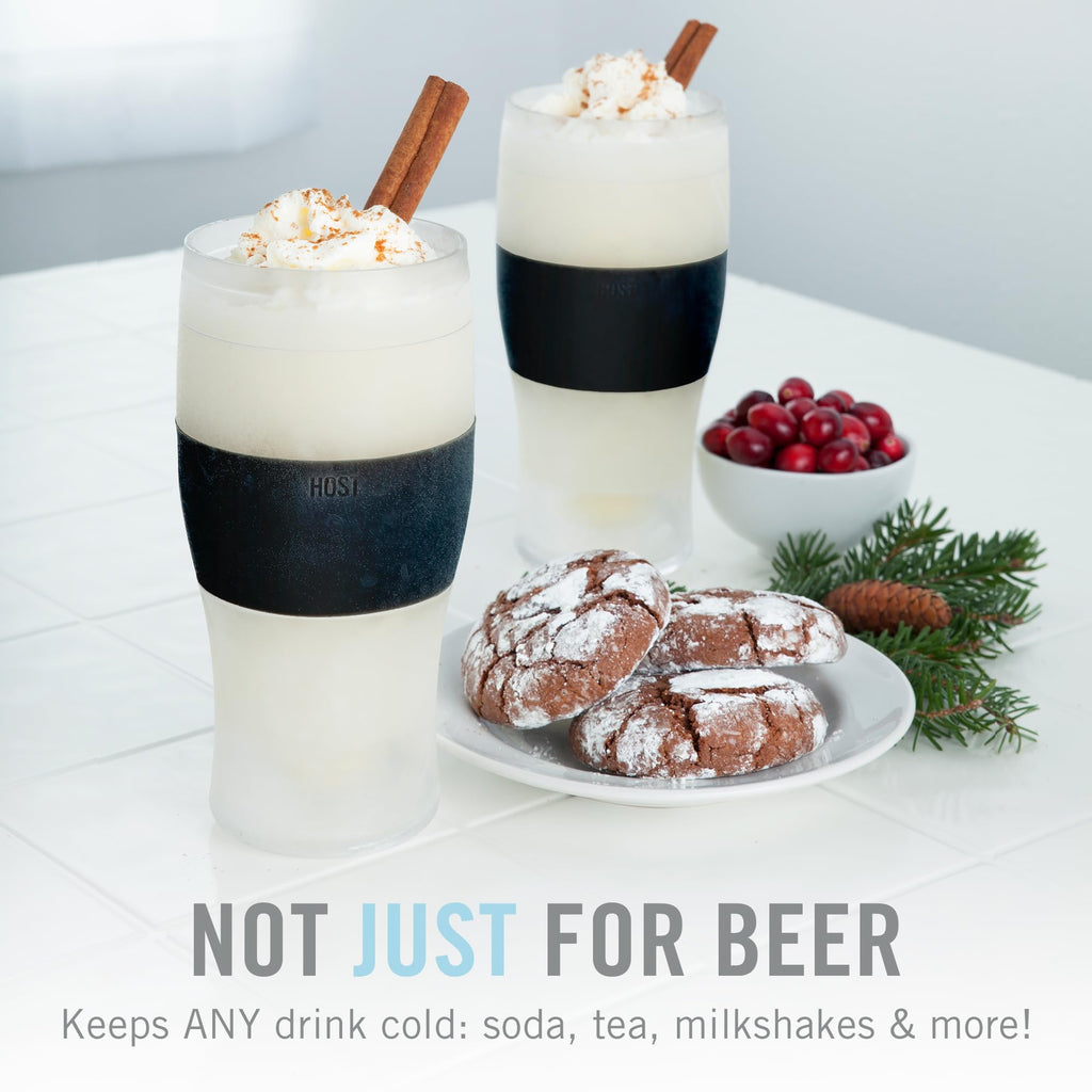 Host Freeze Beer Glasses, Freezable Beer Gifts for Men, Double Wall Insulated Pint Set, Tumbler for Cold Drinks, 16, Set of 2, Gray
