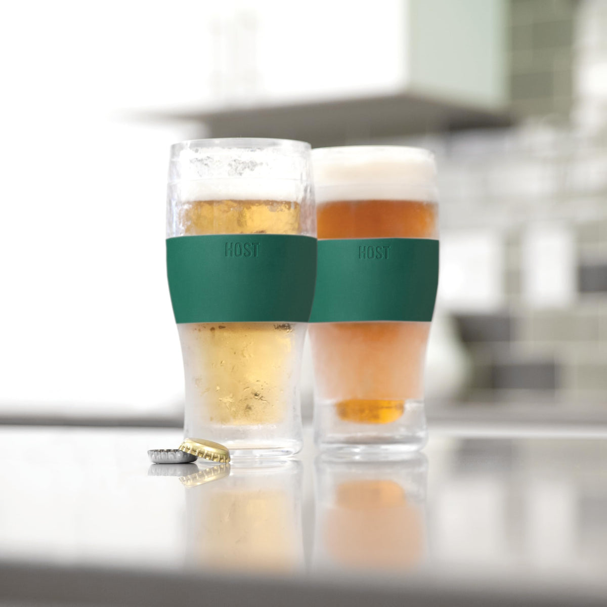 Host Freeze Beer Glasses, Freezable Beer Gifts for Men, Double Wall Insulated Pint Set, Tumbler for Cold Drinks, 16, Set of 2, Gray