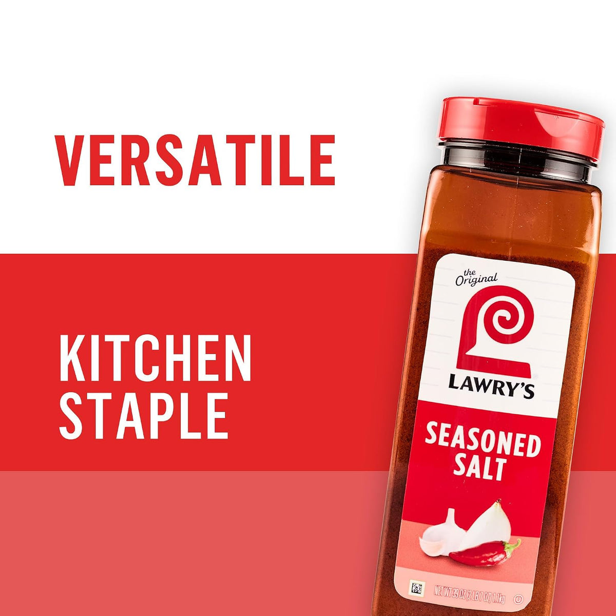 Lawry’s Seasoned Salt, No MSG Added, Kosher Certified, Staple, Versatile, All-Purpose Seasoning to Shake on Beef, Pork, or Poultry, 16 oz