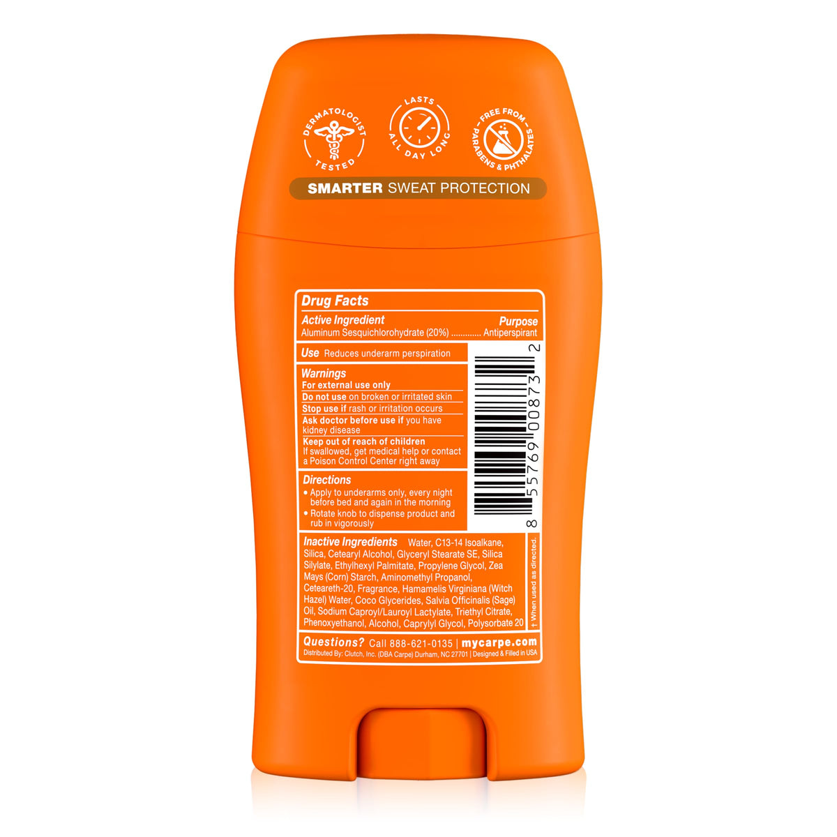 Carpe 100-Hour Deodorant Antiperspirant for Men, Clean Sport - 2 Pack