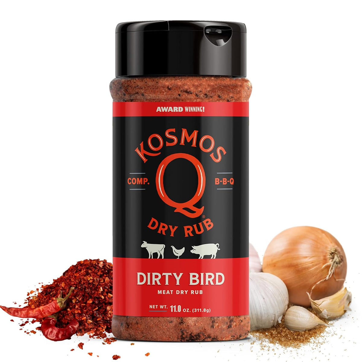 Kosmos Q Dirty Bird BBQ Dry Rub, Sweet & Spicy, 11 Oz