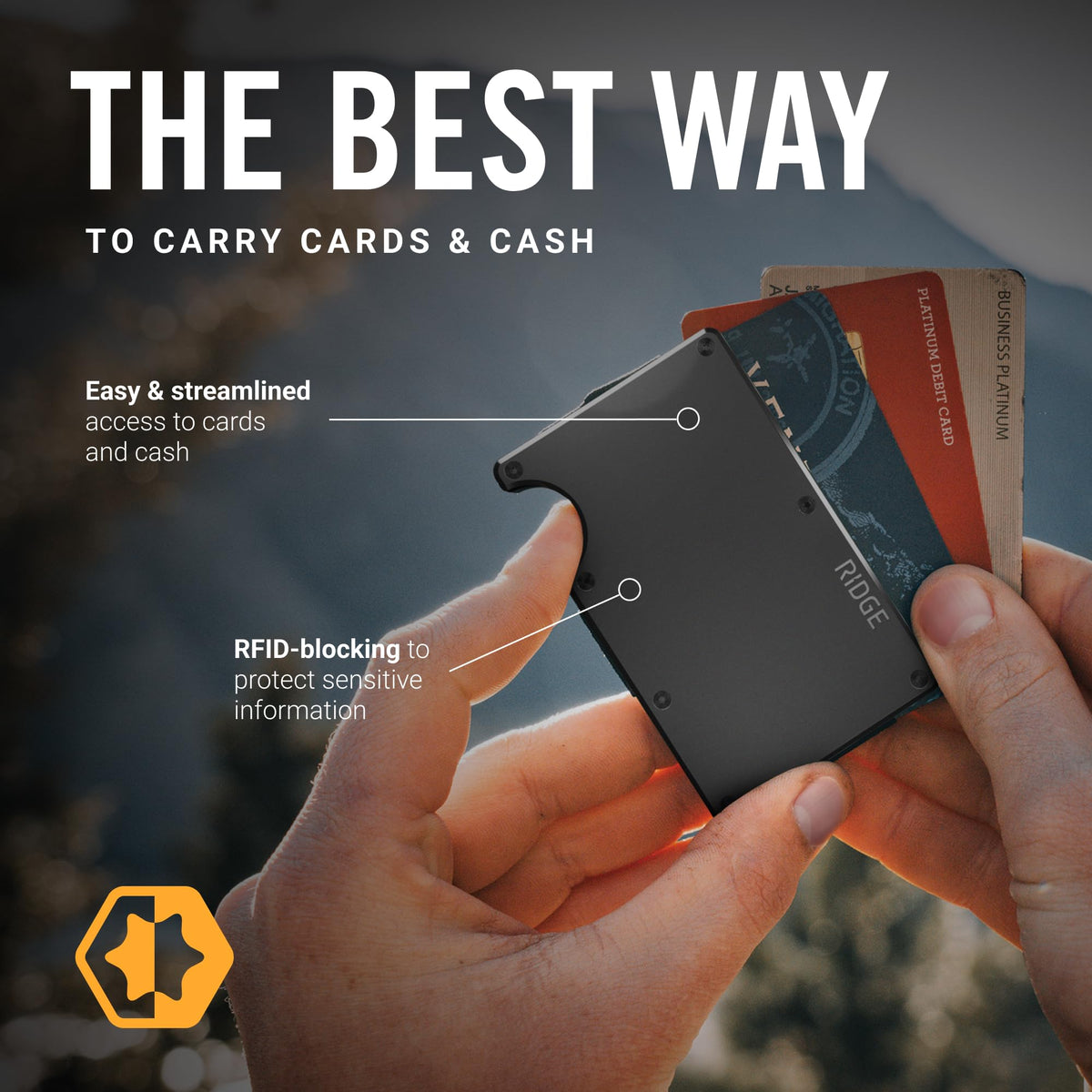 The Ridge Wallet for Men - Slim Minimalist Compact Wallet and Card Holder, RFID Protected Front Pocket Wallets for Men with Integrated Money Clip (Matte Olive Titanium)