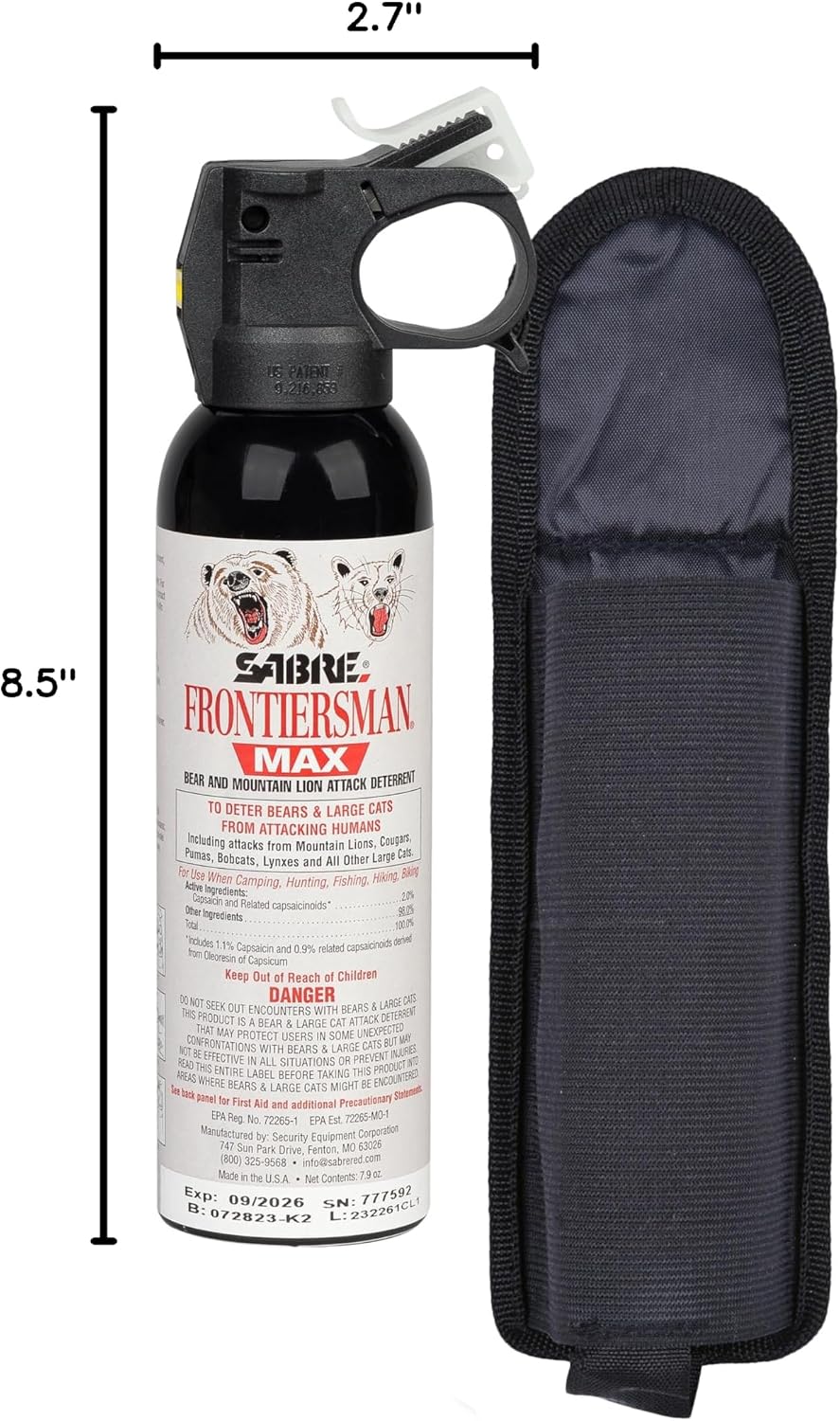 SABRE Frontiersman MAX Bear Spray, EPA Registered for 9 Animal Species