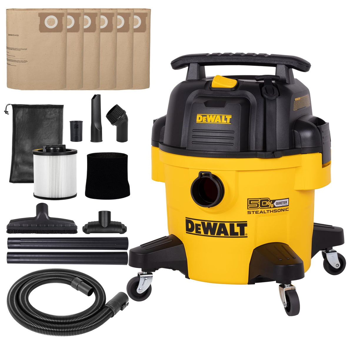 DEWALT STEALTHSONIC Wet Dry Shop Vac 6 Gallon 5 HP, DXV06P-QT
