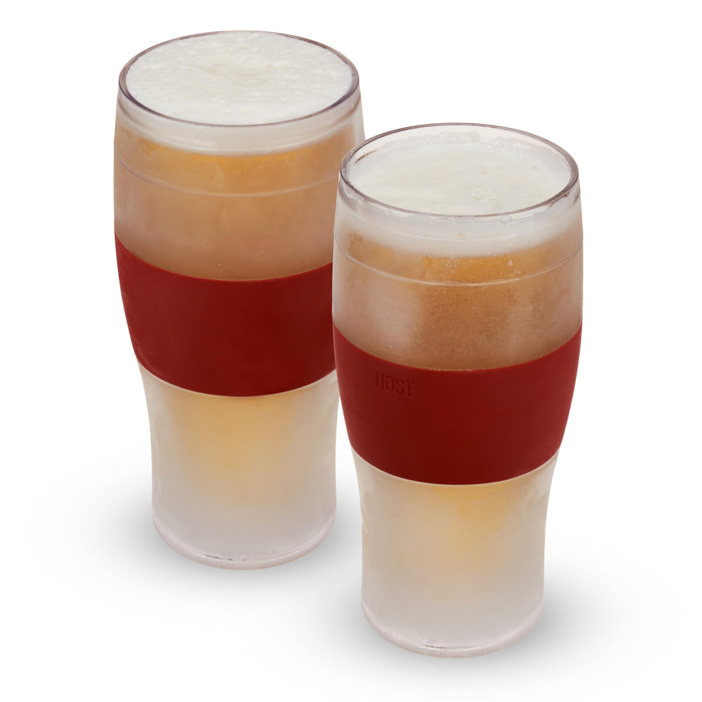 Host Freeze Beer Glasses, Freezable Beer Gifts for Men, Double Wall Insulated Pint Set, Tumbler for Cold Drinks, 16, Set of 2, Gray