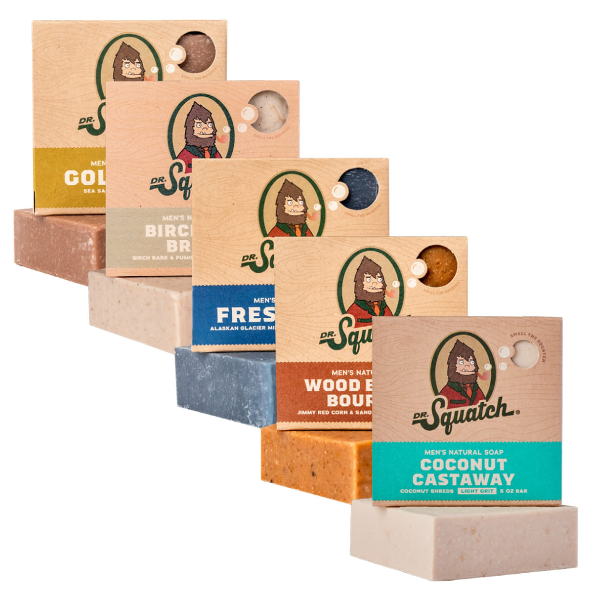 Dr. Squatch Natural Men’s Bar Soap, Body Soap Bar (5oz, 5-Pack)