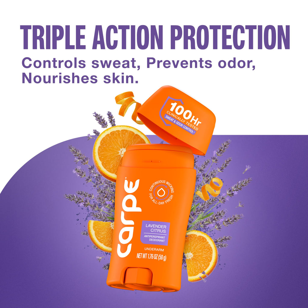 Carpe 100-Hour Deodorant Antiperspirant for Men, Clean Sport - 2 Pack