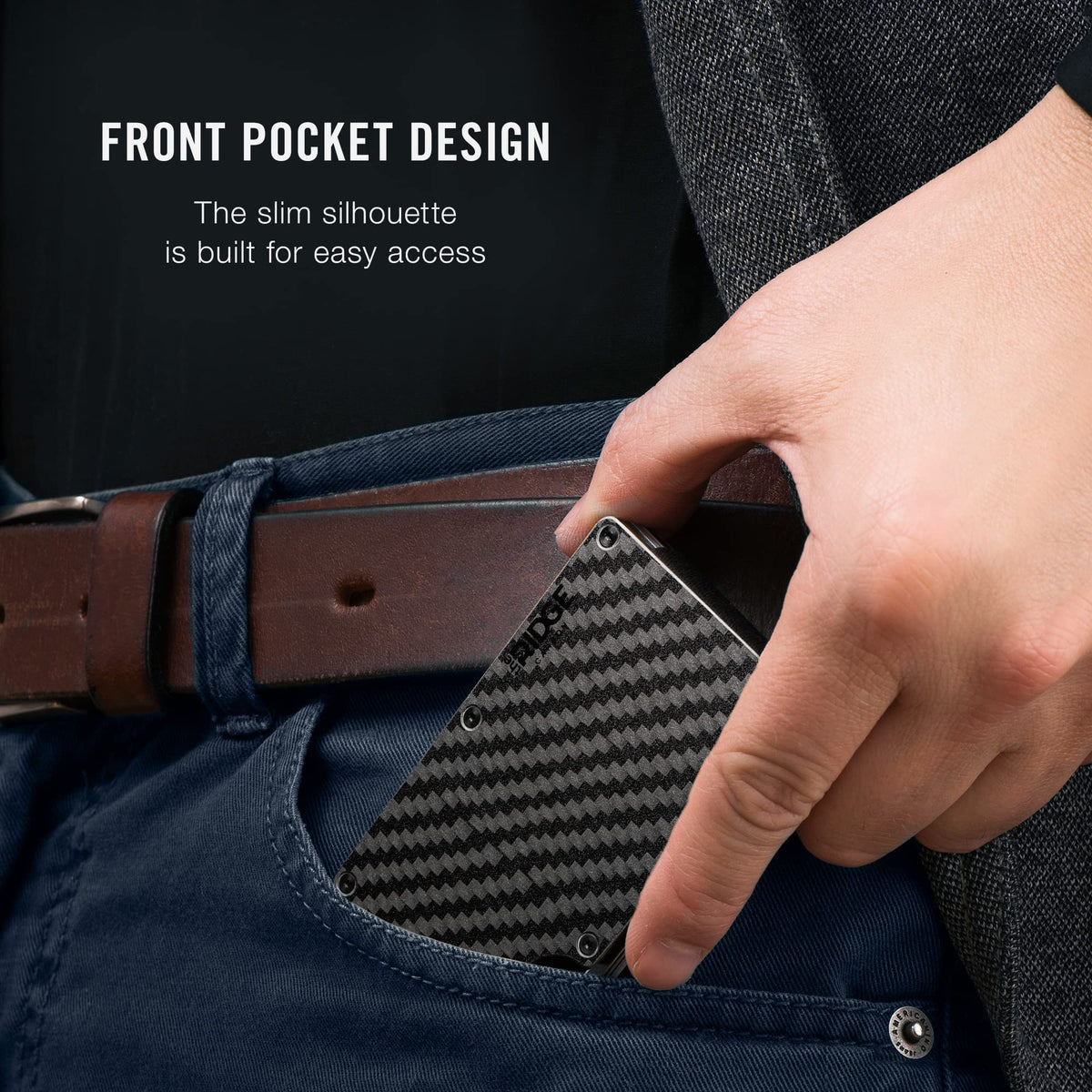 The Ridge Wallet for Men - Slim Minimalist Compact Wallet and Card Holder, RFID Protected Front Pocket Wallets for Men with Integrated Money Clip (Matte Olive Titanium)
