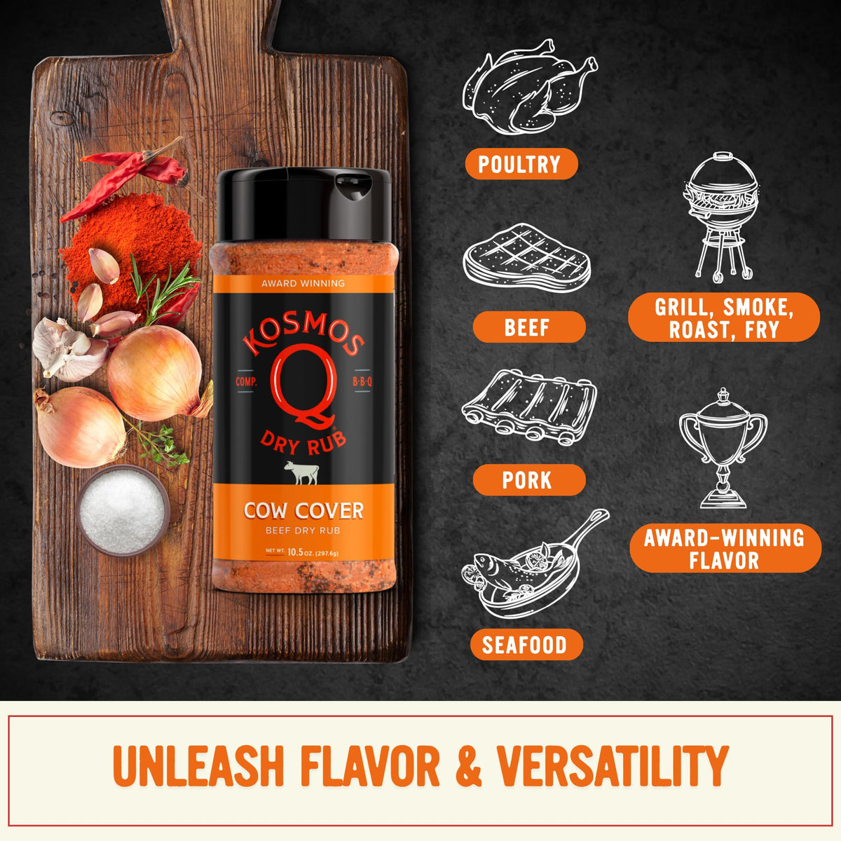 Kosmos Q Dirty Bird BBQ Dry Rub, Sweet & Spicy, 11 Oz