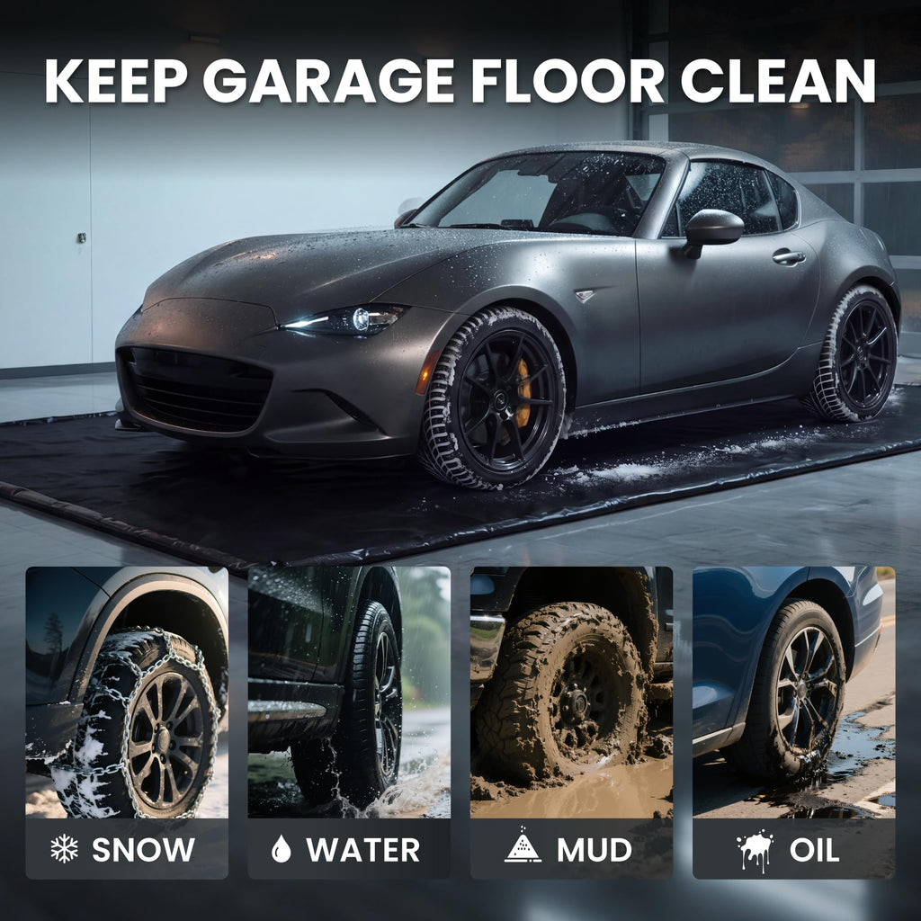 7'9" x 18' Garage Floor Mat, 610GSM PVC Containment Mat for Cars