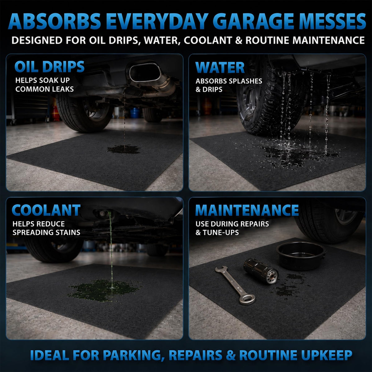 7'9" x 18' Garage Floor Mat, 610GSM PVC Containment Mat for Cars