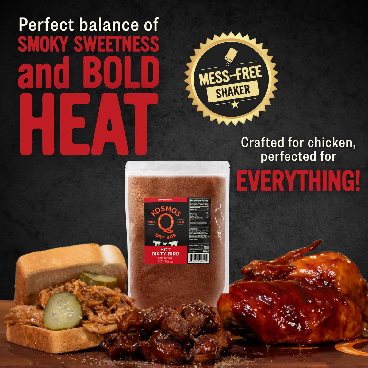Kosmos Q Dirty Bird BBQ Dry Rub, Sweet & Spicy, 11 Oz