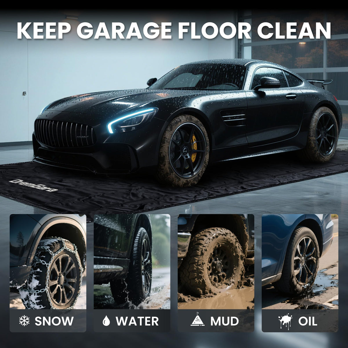 7'9" x 18' Garage Floor Mat, 610GSM PVC Containment Mat for Cars