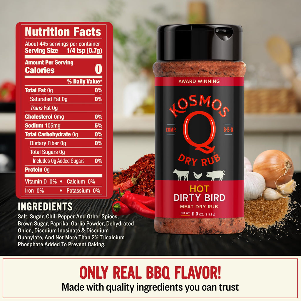Kosmos Q Dirty Bird BBQ Dry Rub, Sweet & Spicy, 11 Oz