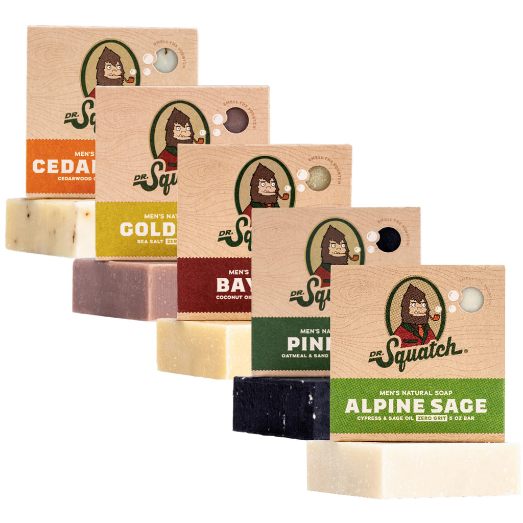 Dr. Squatch Natural Men’s Bar Soap, Body Soap Bar (5oz, 5-Pack)