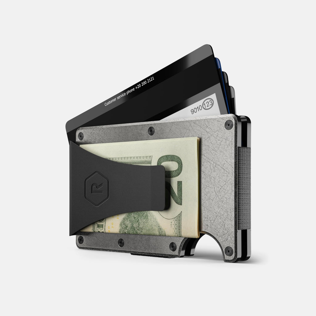 The Ridge Wallet for Men - Slim Minimalist Compact Wallet and Card Holder, RFID Protected Front Pocket Wallets for Men with Integrated Money Clip (Matte Olive Titanium)