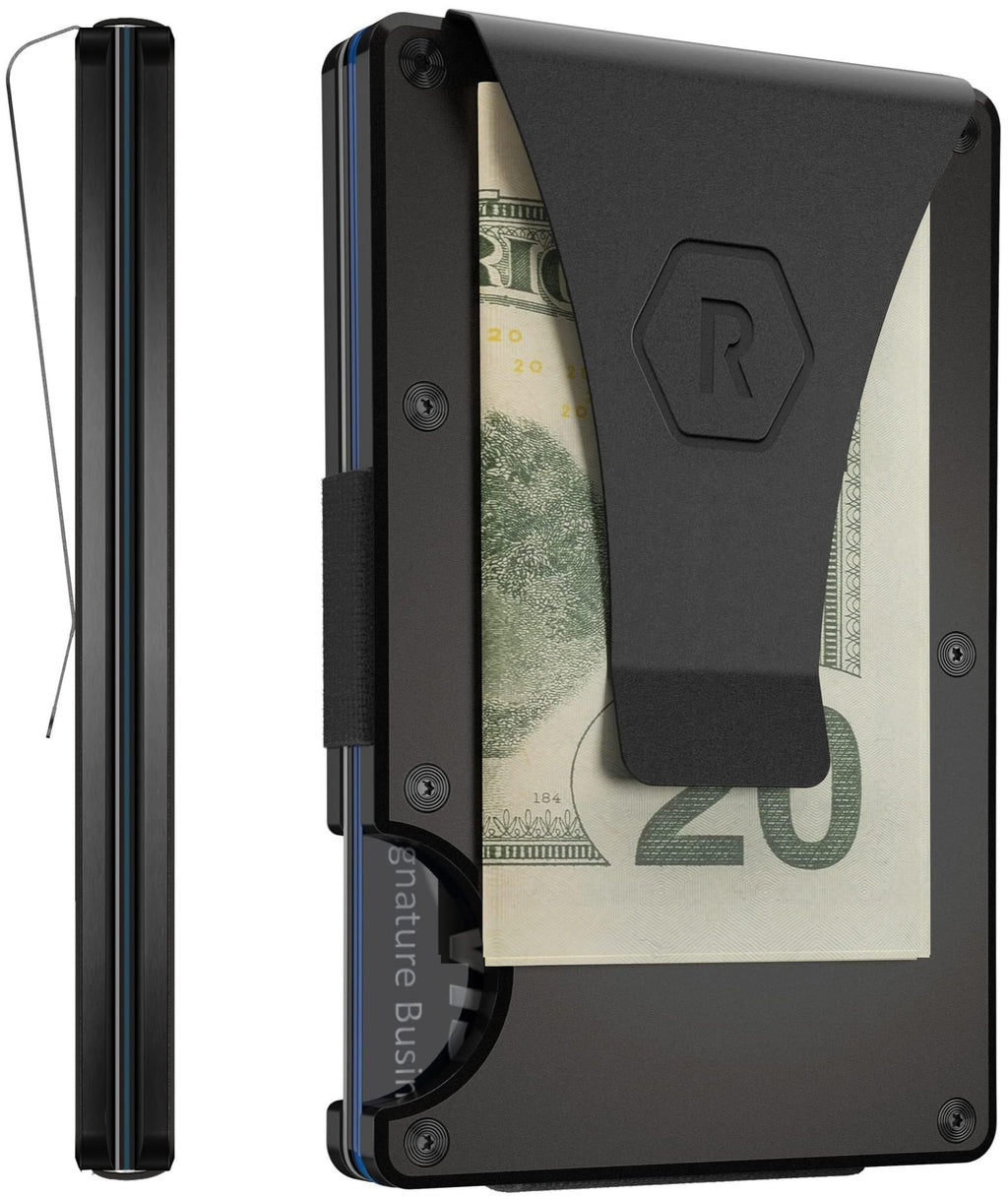 The Ridge Wallet for Men - Slim Minimalist Compact Wallet and Card Holder, RFID Protected Front Pocket Wallets for Men with Integrated Money Clip (Matte Olive Titanium)