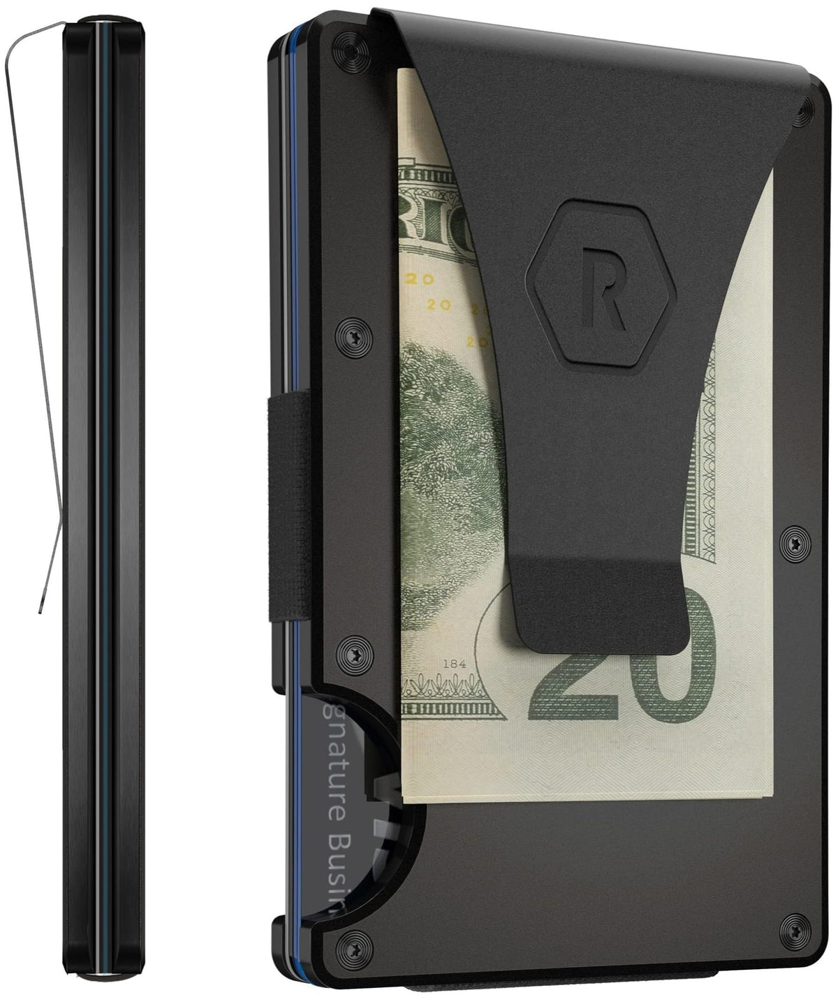 The Ridge Wallet for Men - Slim Minimalist Compact Wallet and Card Holder, RFID Protected Front Pocket Wallets for Men with Integrated Money Clip (Matte Olive Titanium)
