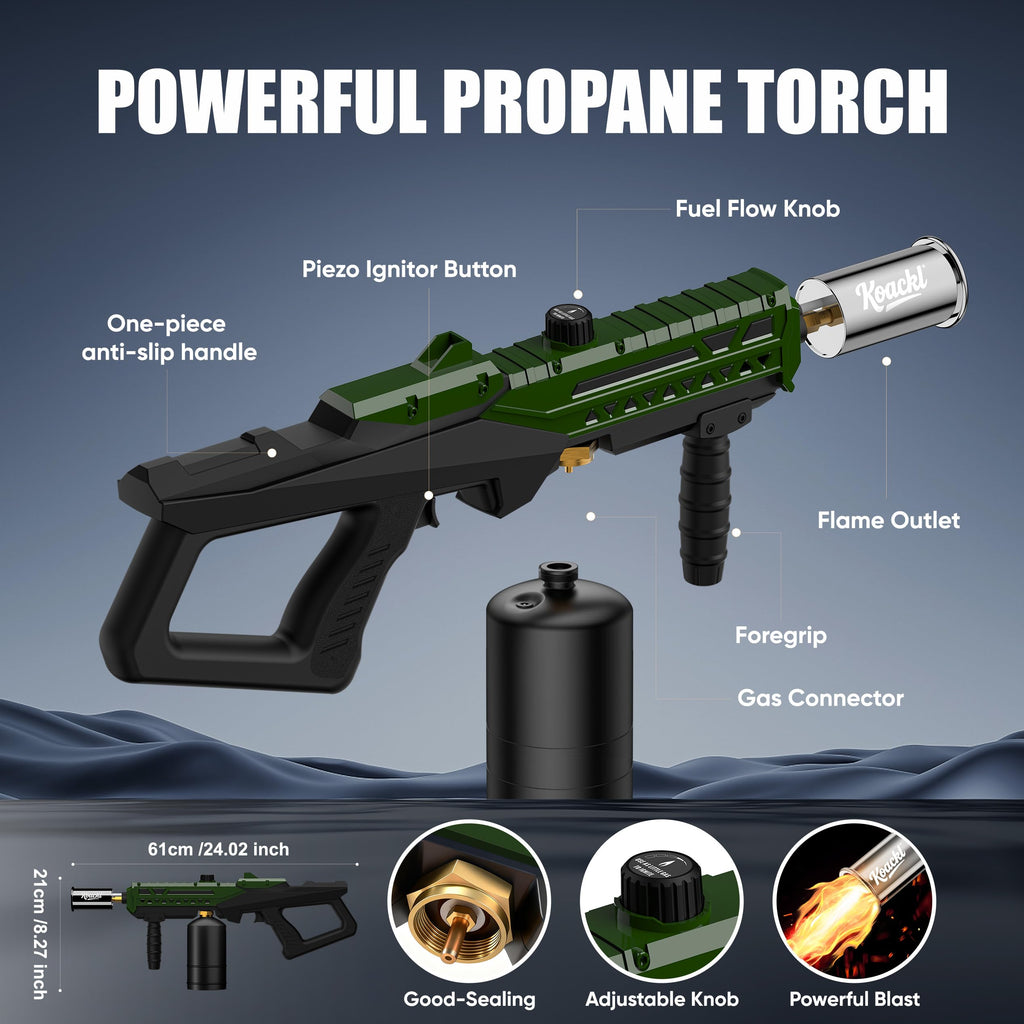 KOACKL 24" CSA Certified Propane Torch Gun 2372°F Adjustable Flame for BBQ
