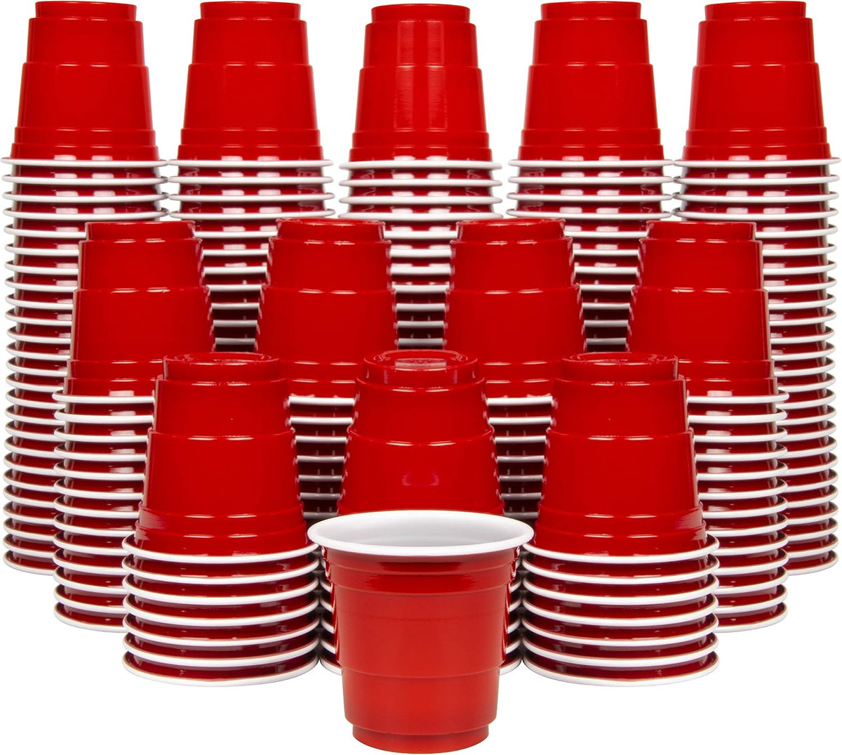 GoBig 200 Pack 2 oz Plastic Shot Cups - Mini 2oz Party Cups, Red