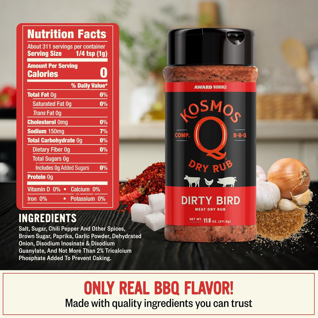 Kosmos Q Dirty Bird BBQ Dry Rub, Sweet & Spicy, 11 Oz