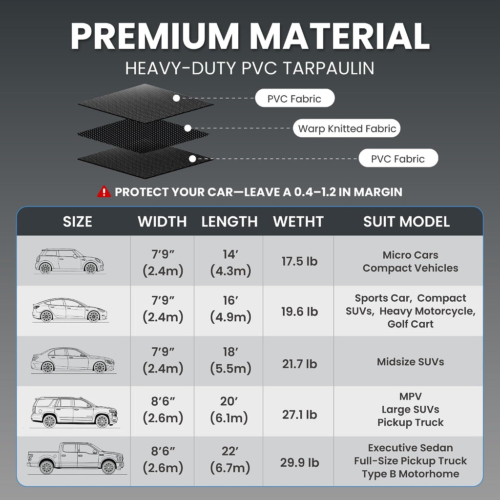 7'9" x 18' Garage Floor Mat, 610GSM PVC Containment Mat for Cars
