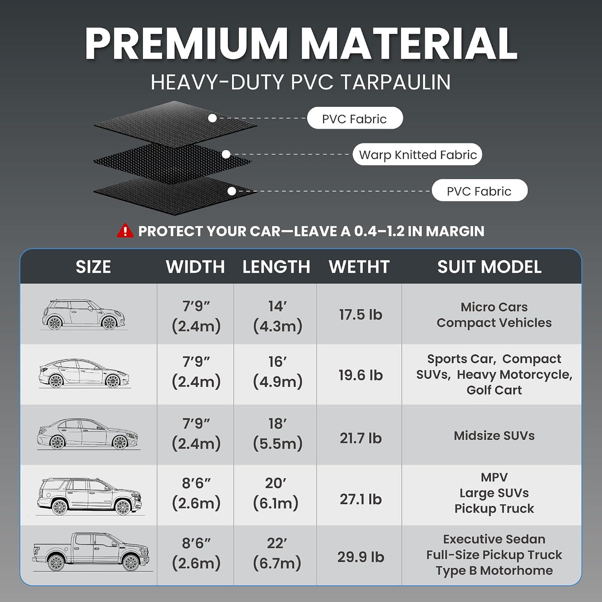 7'9" x 18' Garage Floor Mat, 610GSM PVC Containment Mat for Cars