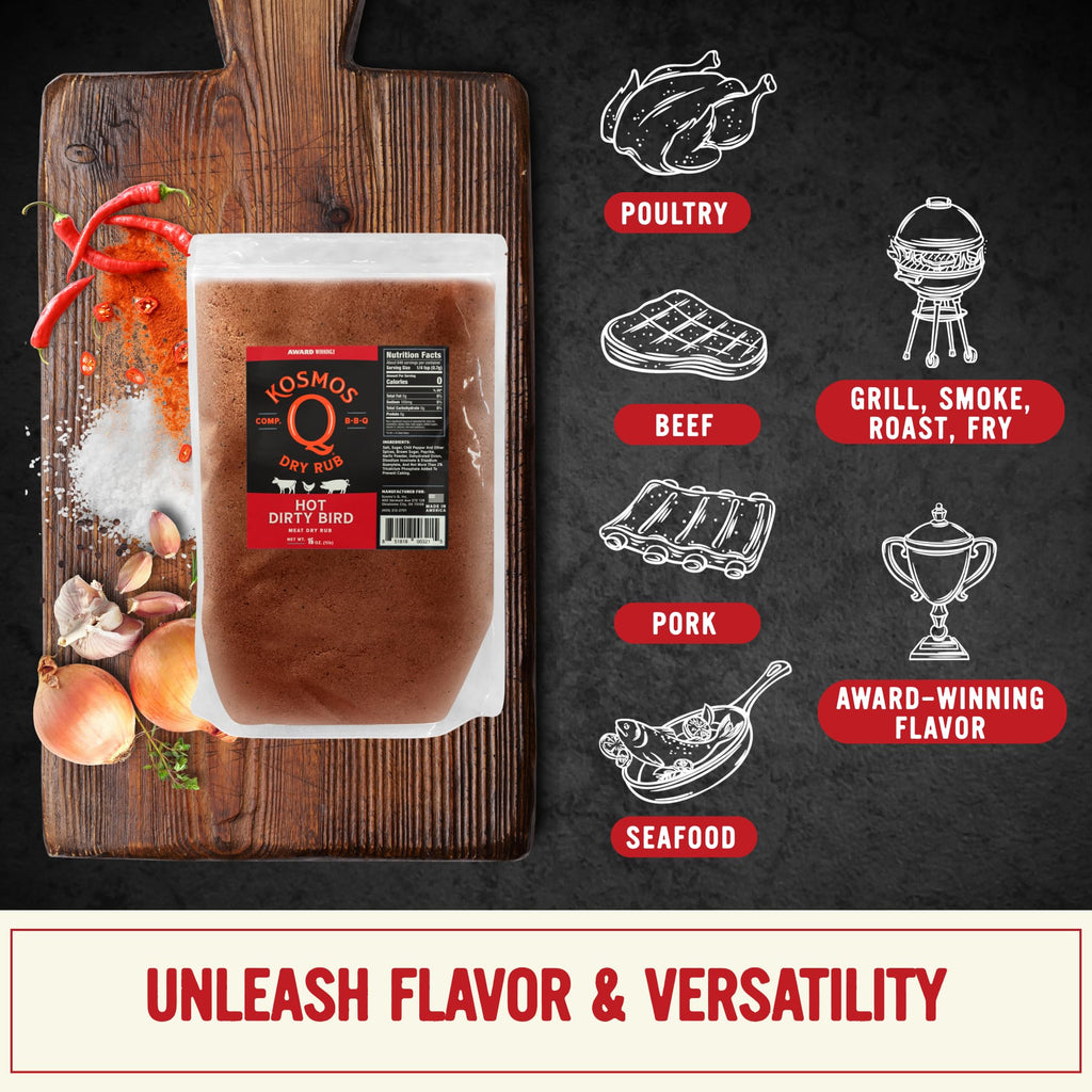 Kosmos Q Dirty Bird BBQ Dry Rub, Sweet & Spicy, 11 Oz
