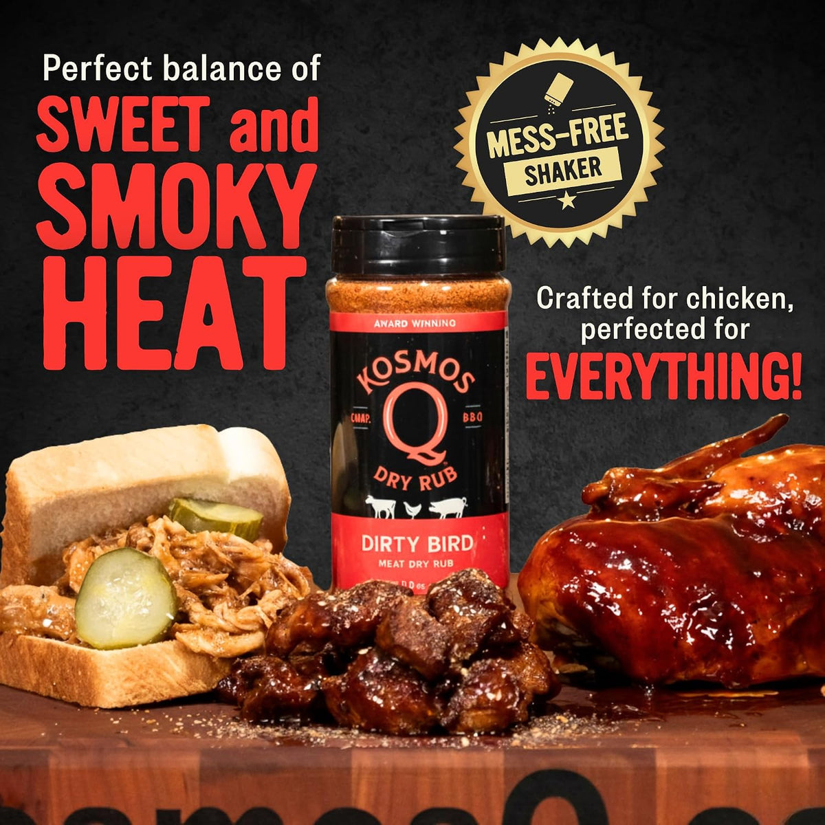 Kosmos Q Dirty Bird BBQ Dry Rub, Sweet & Spicy, 11 Oz