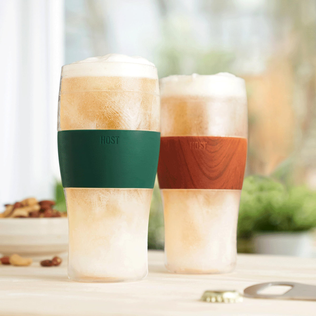 Host Freeze Beer Glasses, Freezable Beer Gifts for Men, Double Wall Insulated Pint Set, Tumbler for Cold Drinks, 16, Set of 2, Gray