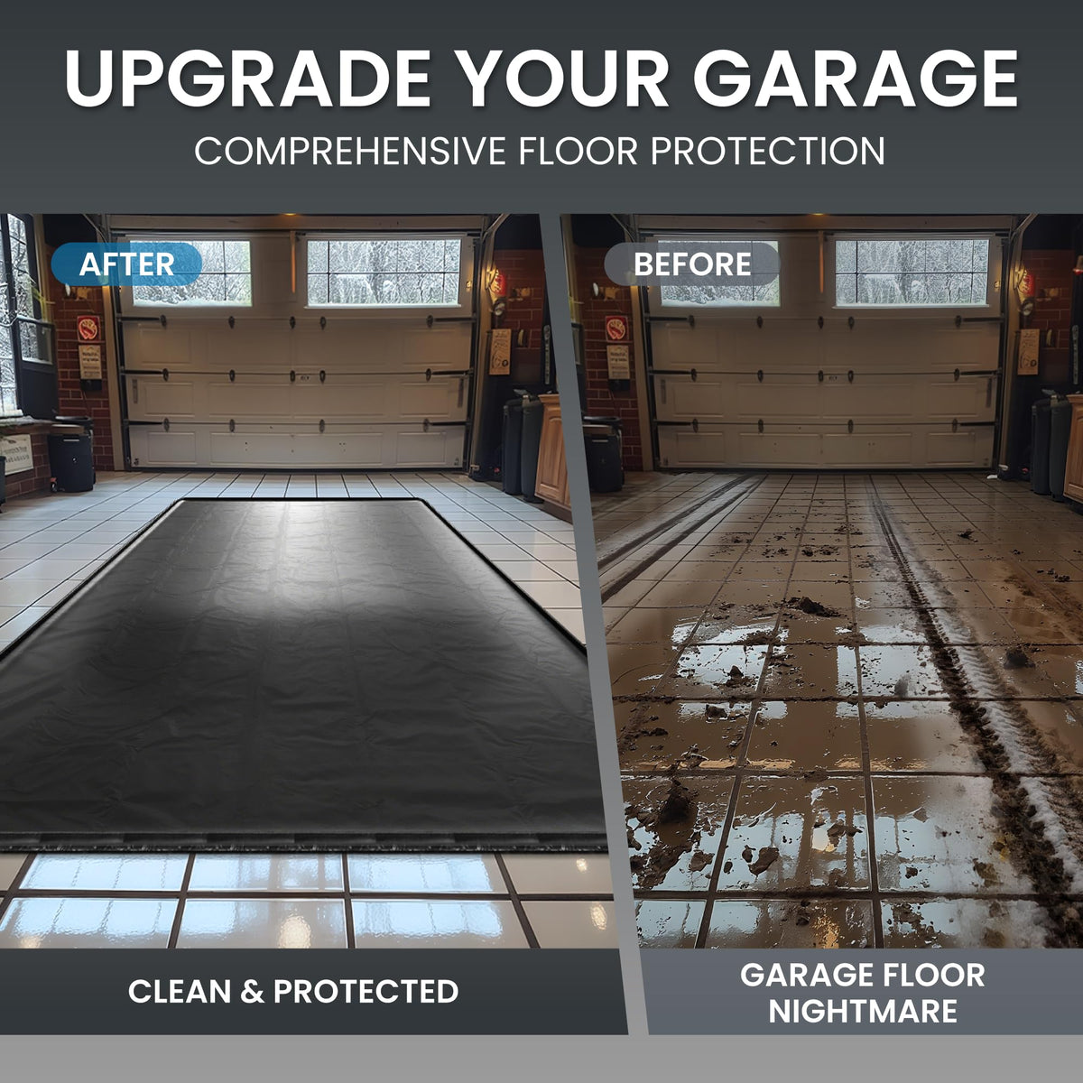 7'9" x 18' Garage Floor Mat, 610GSM PVC Containment Mat for Cars