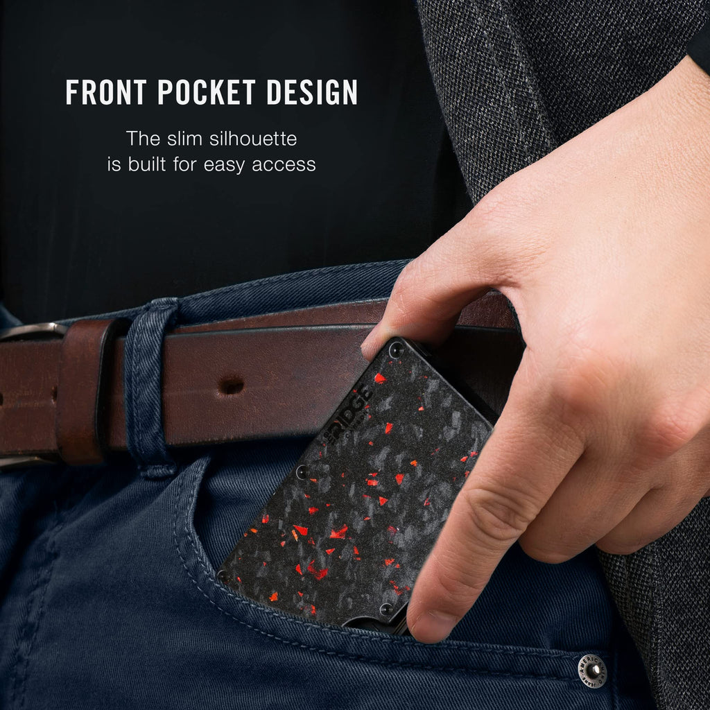 The Ridge Wallet for Men - Slim Minimalist Compact Wallet and Card Holder, RFID Protected Front Pocket Wallets for Men with Integrated Money Clip (Matte Olive Titanium)