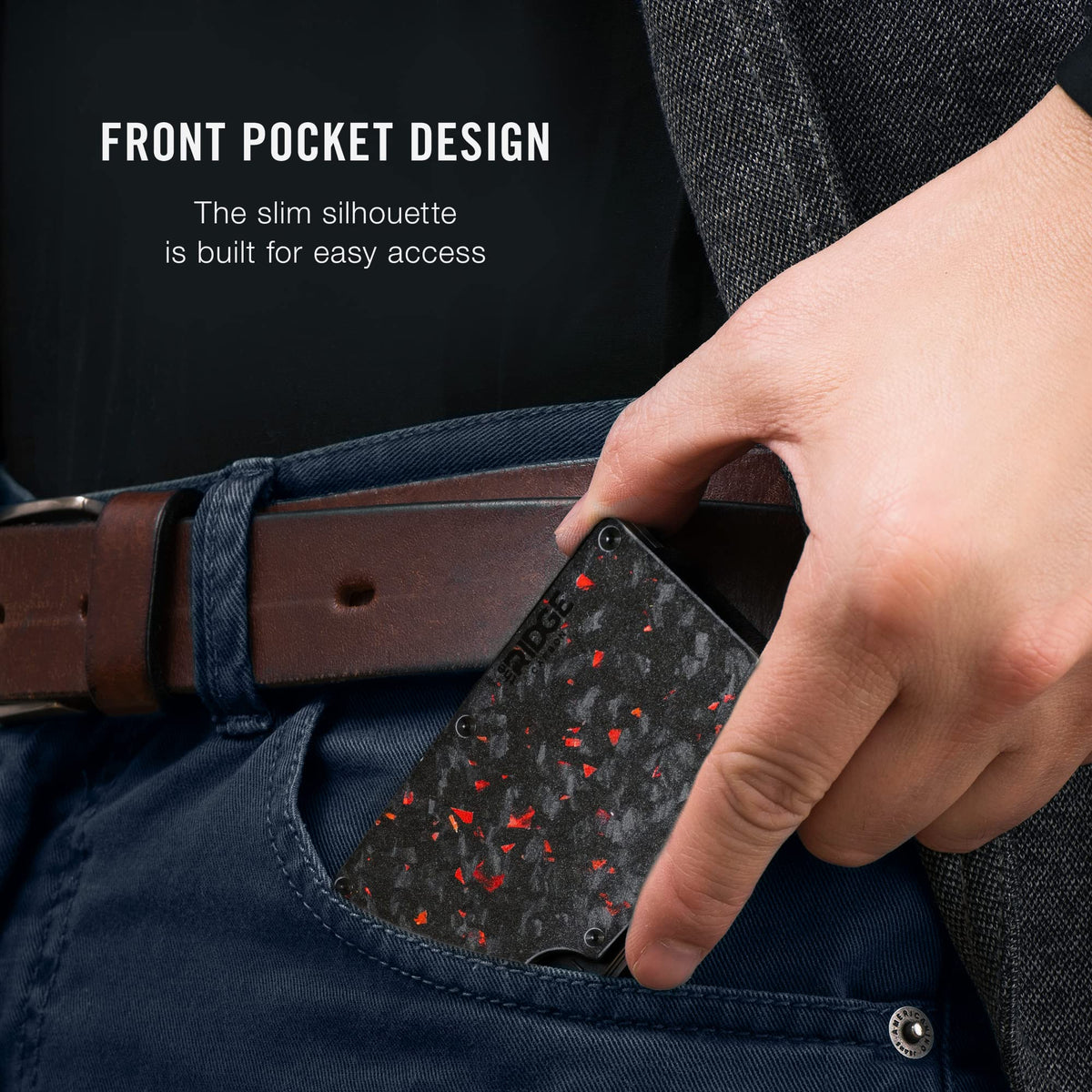 The Ridge Wallet for Men - Slim Minimalist Compact Wallet and Card Holder, RFID Protected Front Pocket Wallets for Men with Integrated Money Clip (Matte Olive Titanium)