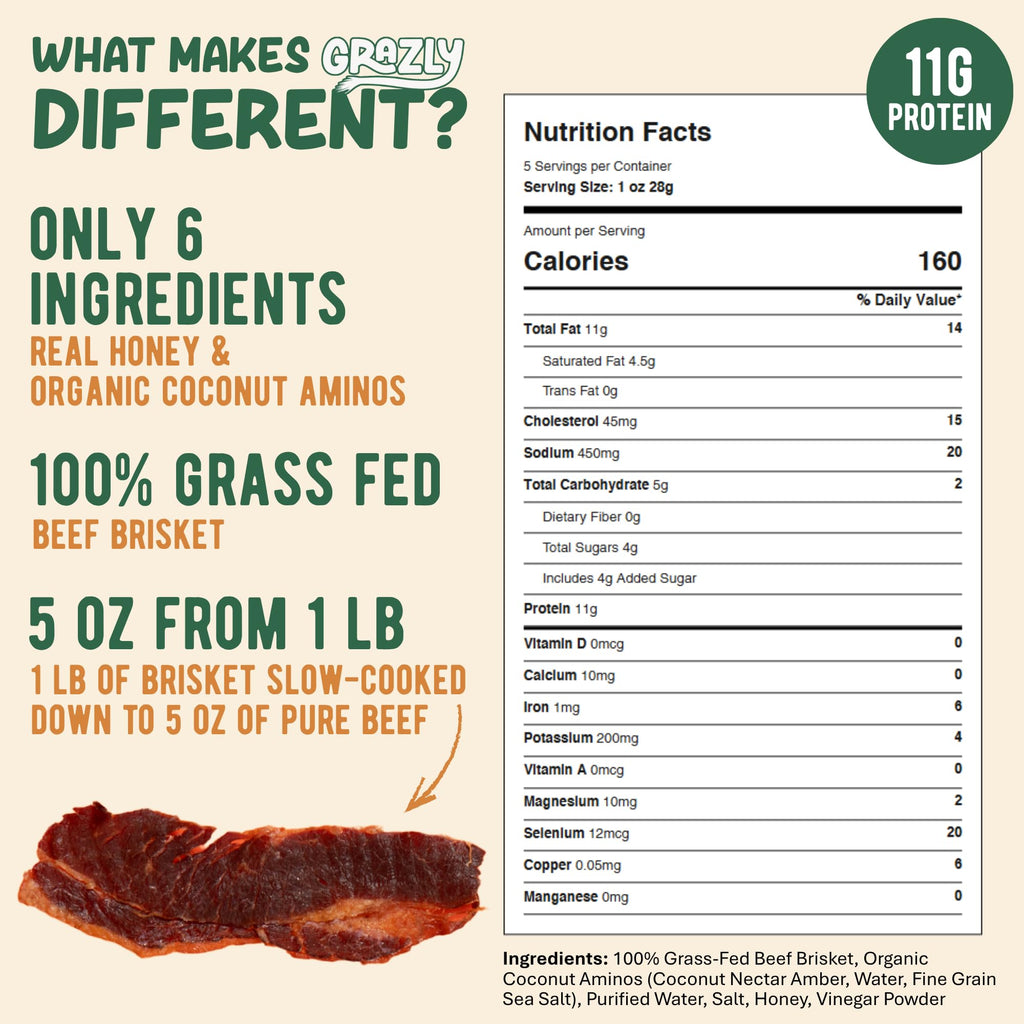 Grazly Beef Brisket Slab - Steakhouse Quality, 5 oz Bag