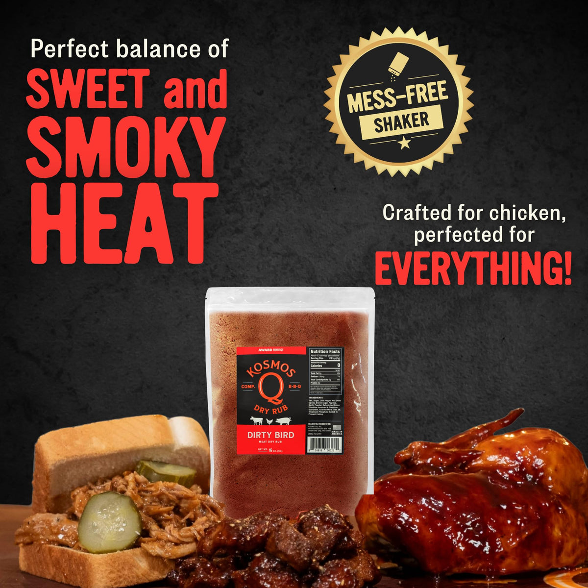 Kosmos Q Dirty Bird BBQ Dry Rub, Sweet & Spicy, 11 Oz