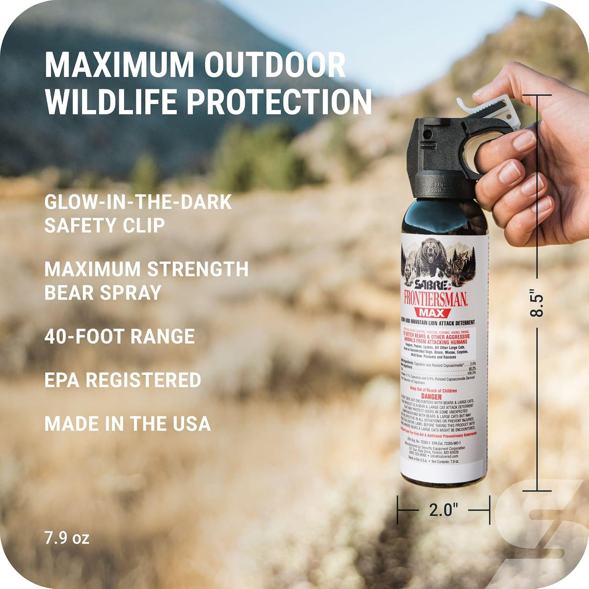 SABRE Frontiersman MAX Bear Spray, EPA Registered for 9 Animal Species
