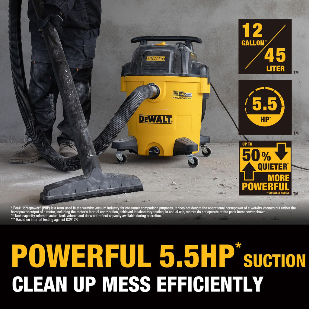 DEWALT STEALTHSONIC Wet Dry Shop Vac 6 Gallon 5 HP, DXV06P-QT
