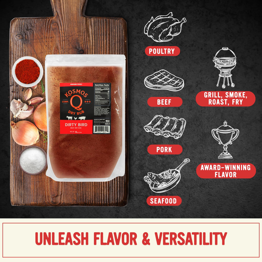 Kosmos Q Dirty Bird BBQ Dry Rub, Sweet & Spicy, 11 Oz
