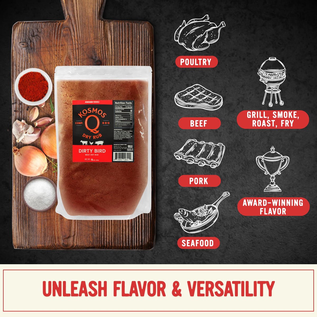 Kosmos Q Dirty Bird BBQ Dry Rub, Sweet & Spicy, 11 Oz