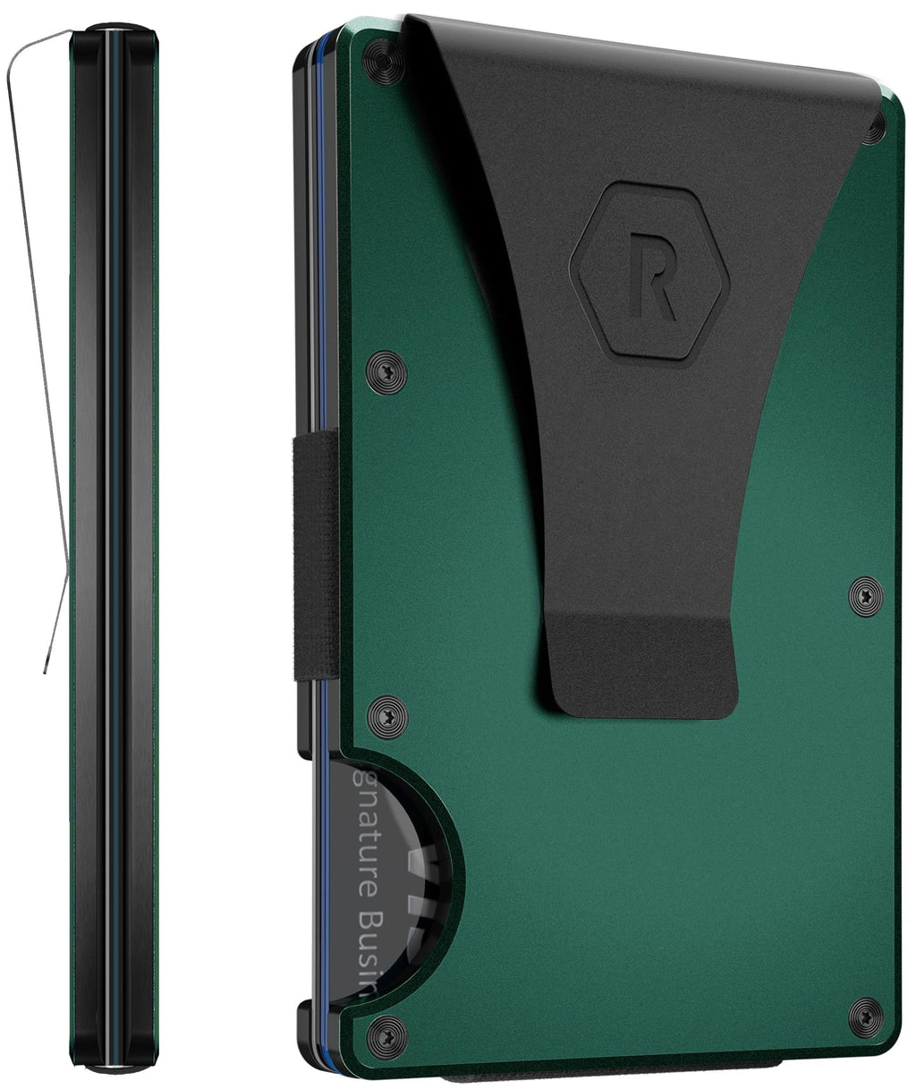 The Ridge Wallet for Men - Slim Minimalist Compact Wallet and Card Holder, RFID Protected Front Pocket Wallets for Men with Integrated Money Clip (Matte Olive Titanium)